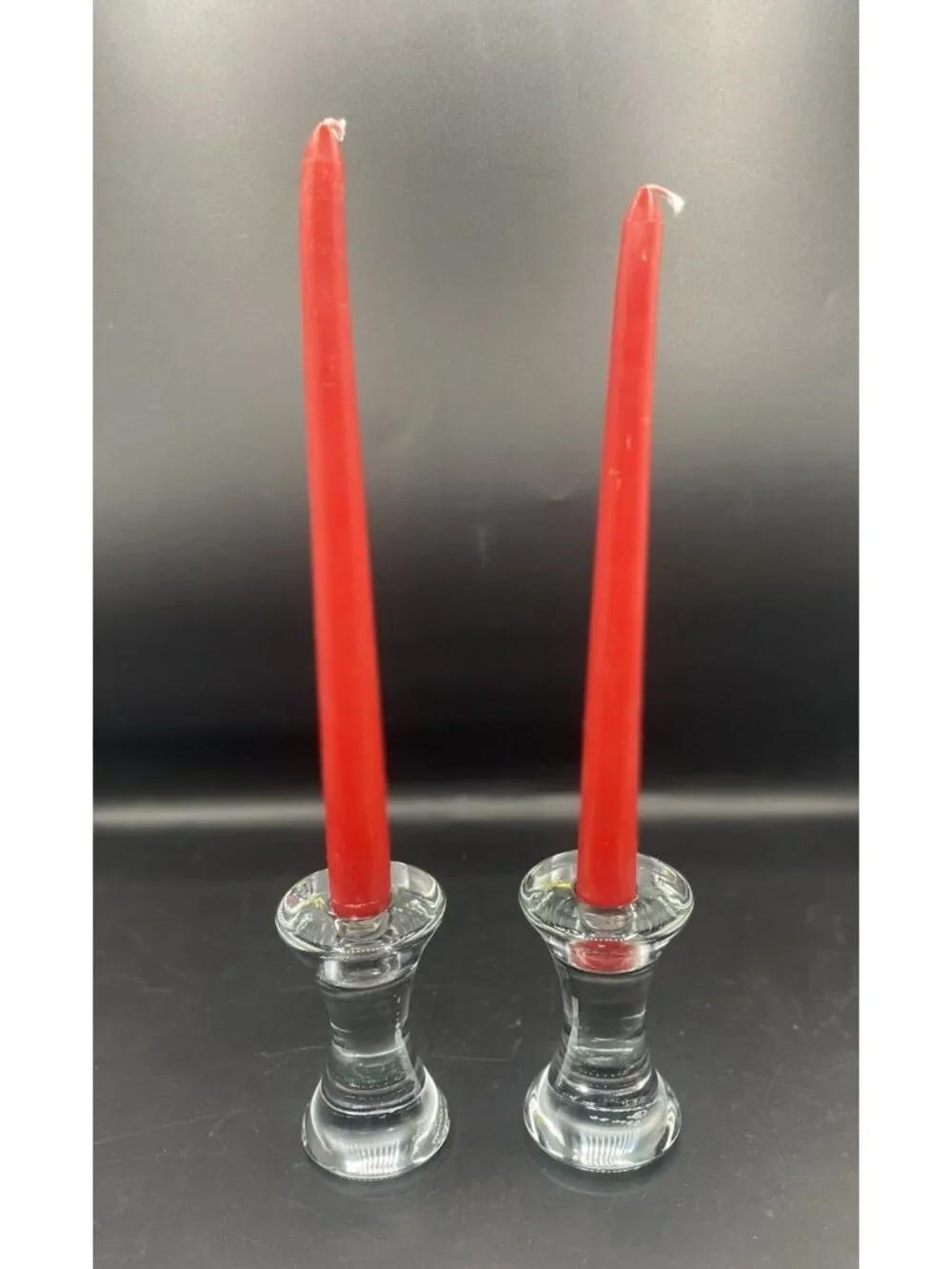 Set of 2 Danish Holmegaard Per Lutken Signed Taper Candle Holders  4.25”